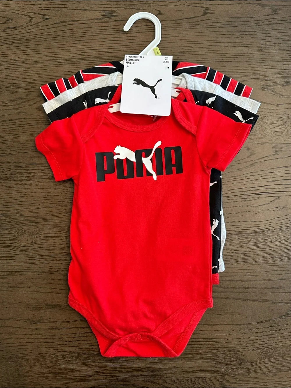 NWT Puma Red Multicolor Baby Bodysuit Set Sporty Baby Onesies Gift Baby Shower